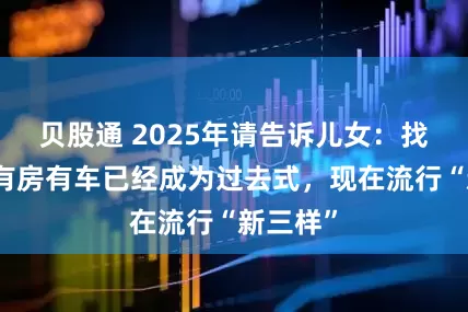 贝股通 2025年请告诉儿女：找对象，有房有车已经成为过去式，现在流行“新三样”